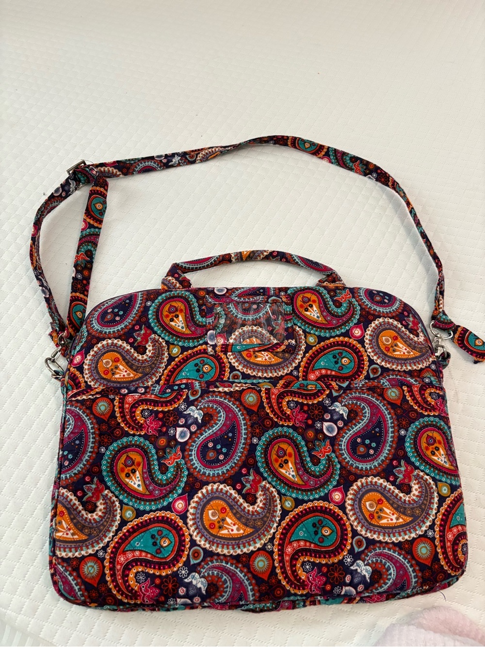 Quilted Paisley Laptop Crossbody Bag Multi-Color Shoulder Messenger
